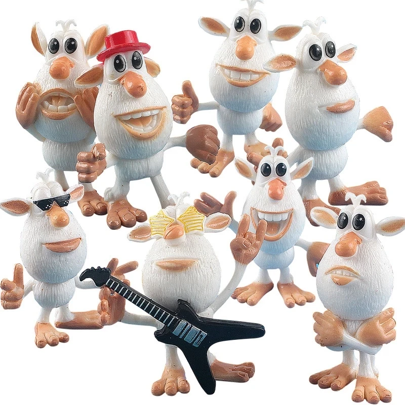 Figura de acción de cerdo blanco de 6cm, modelo de PVC, decoración de muñeca, 8 unidades por lote, Rusia