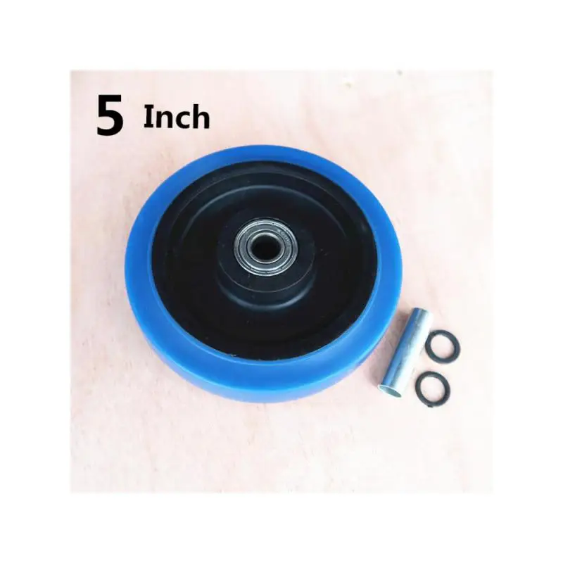 1 Pcs 5 Inch Caster Medium  Blue Elastic Wheel Single Mute Flat Trolley