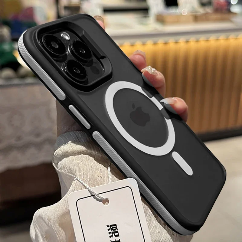 

Fashion Bicolor Matte Frosted Magnetic Translucency Case For Iphone 17 16 15 14 13 12 11 Pro Max 17 16 Plus Magsafe Splice Color