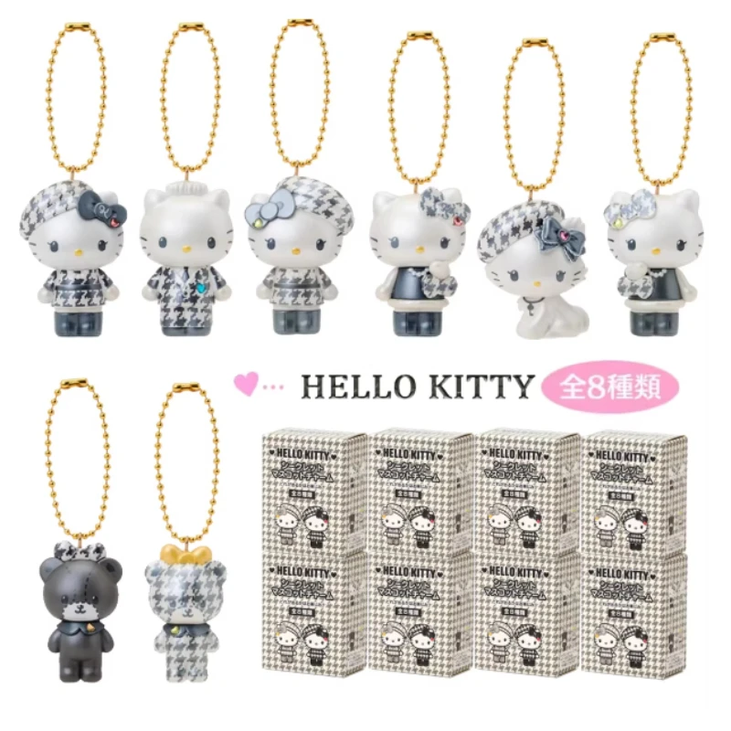 

Коллекционная серия Sanrio Character Blind Box Houndstooth Pearl White: Милая модель Hello Kitty, брелок-шарм Kawaii, подарок для детей