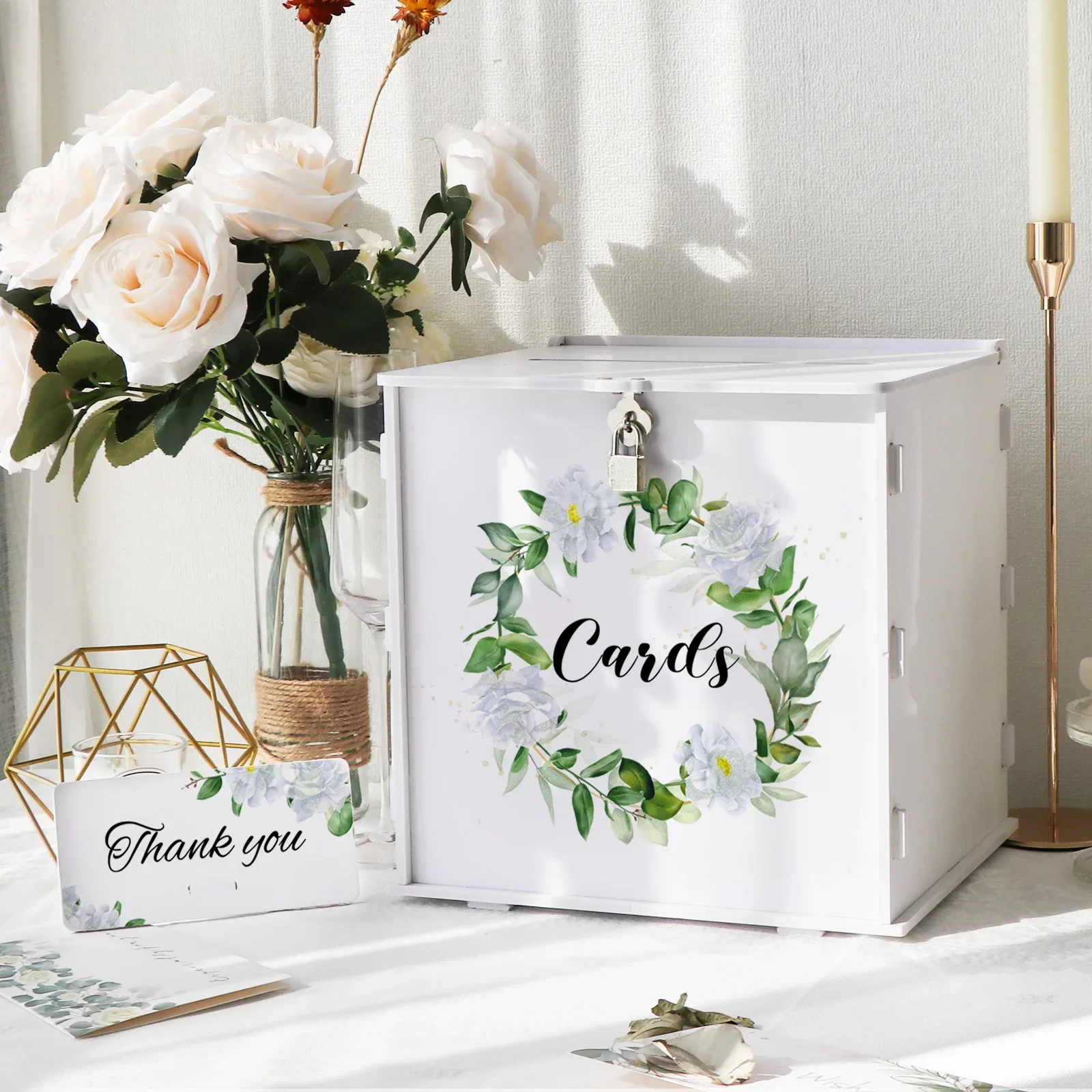 

Leaf Garland Decoration Wedding Card Box Acrylic Gift Card Box Suitable For Wedding Party Graduation Ceremonies And Baby Showers