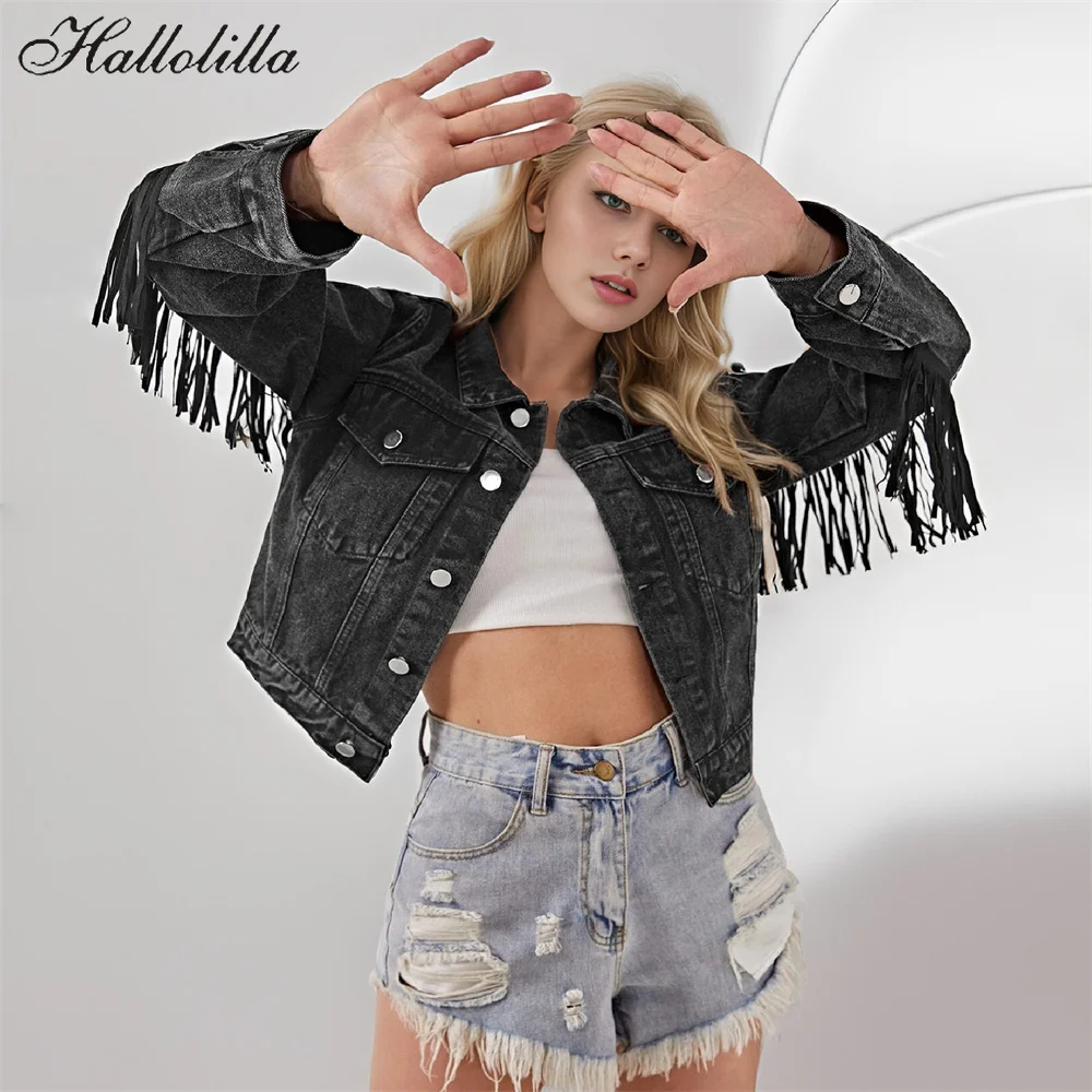 

Spring Autumn Tassels Jeans Jacket Women Casual Basic Denim Coat Woman Clothes Fashion Women's Jacket Casaco Feminino Outerwear