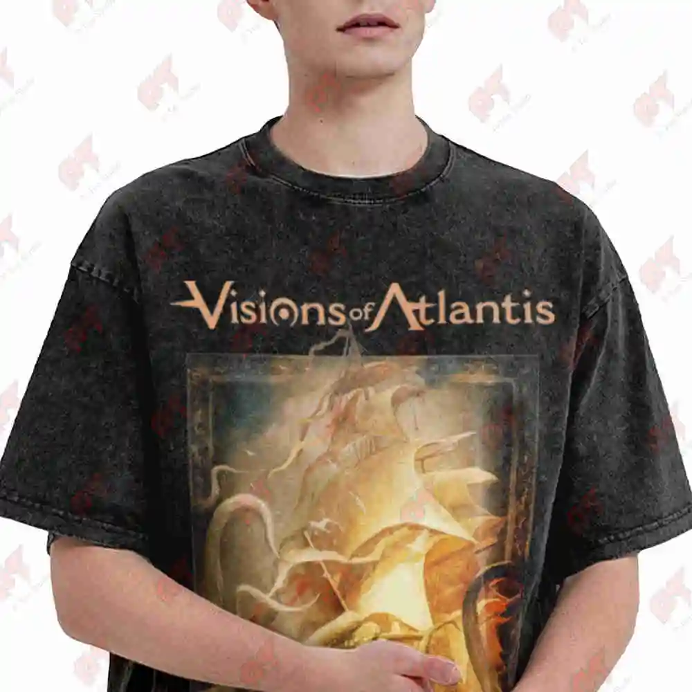 Visions Of Atlantis Wanderers North American Tour Vintage Washed Tee Pure Cotton T-Shirt