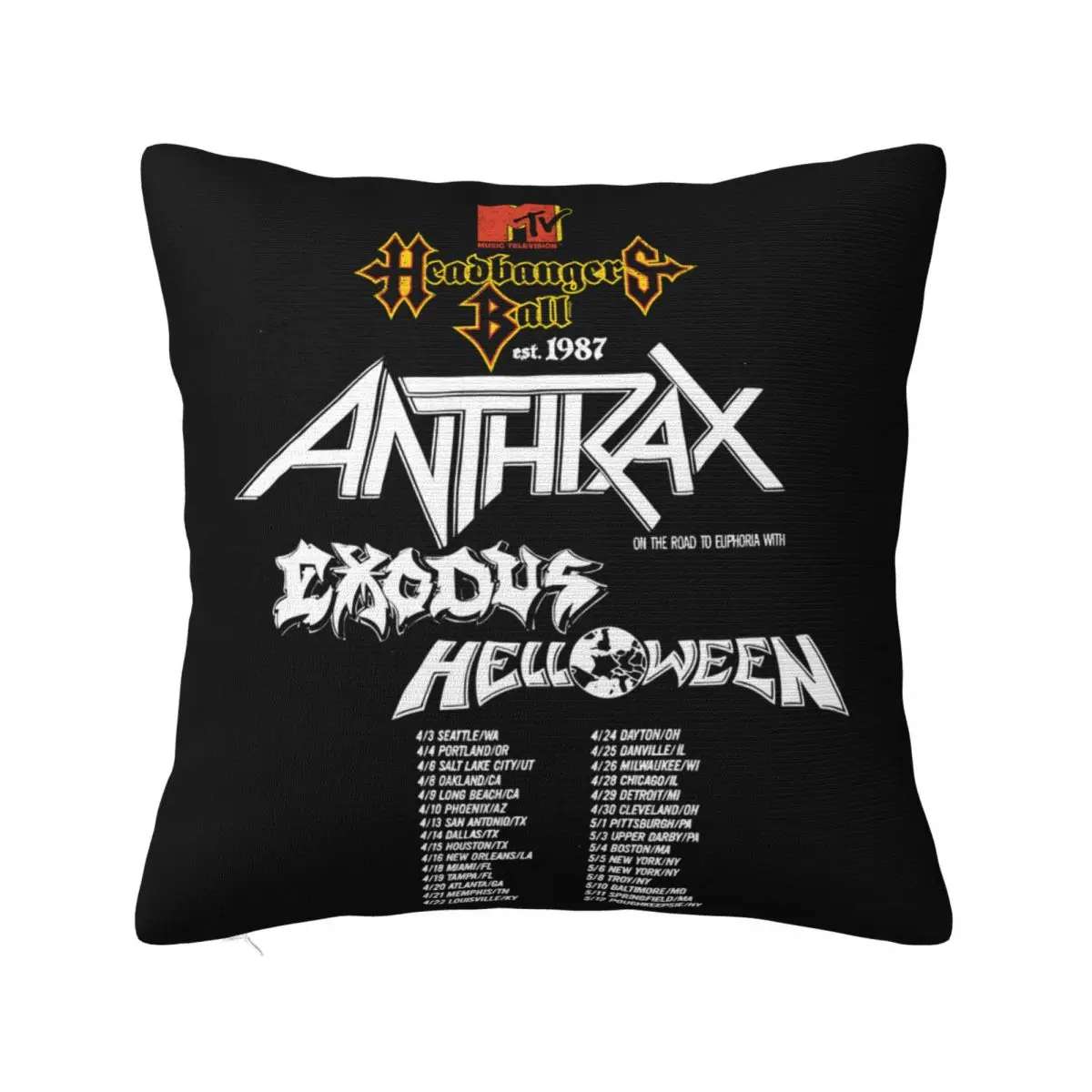 Rare Mtv Vtg Headbangers Ball Tour 1989 1 Body Pillow Decorative Pillow Anime Body Pillow Case Pillow Case Pillow Cover