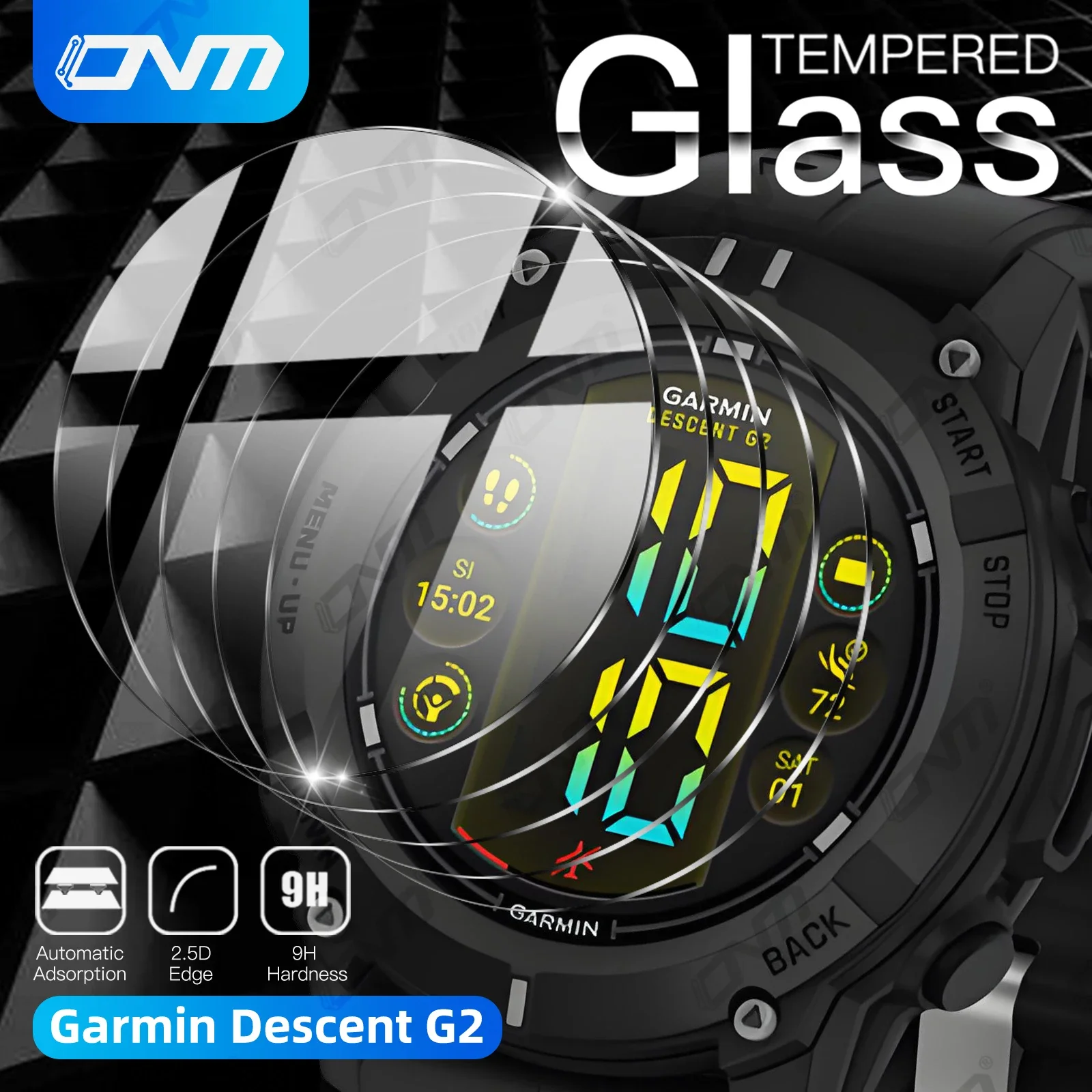 [5PCS] Tempered Glass for Garmin Descent G2 Screen Protector - Ultra HD Clear Anti-scratch Glass Protective Film Accessories