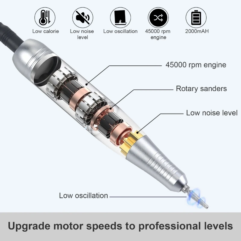 45000rpm broca do prego com tela lcd elétrica máquina broca do prego conjunto máquina arquivo para géis acrílicos unhas