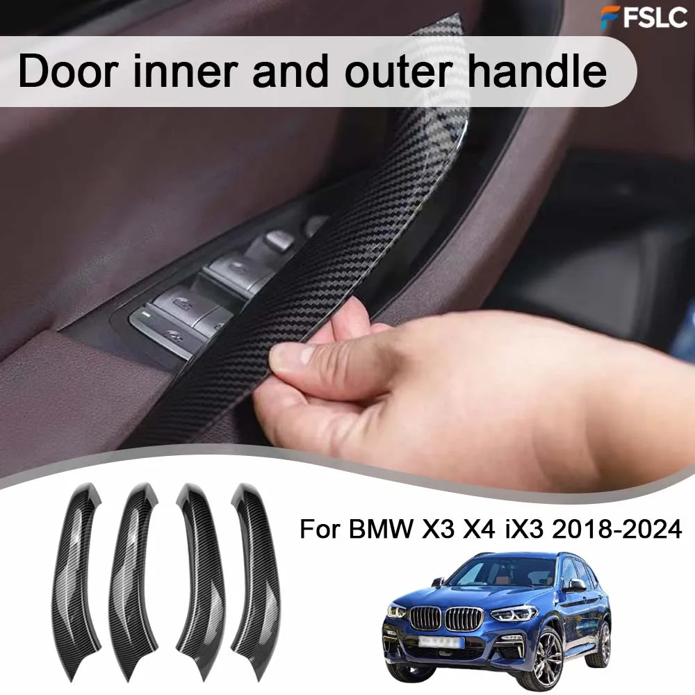 

Декоративные накладки на внутренние и внешние ручки дверей для BMW X3, X4, iX3 2018-2024. Аксессуары для стайлинга и модификации автомобиля.