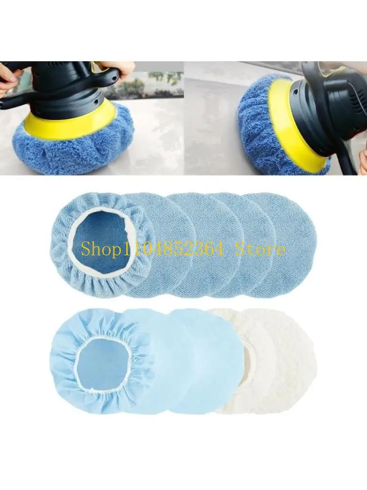 

652F 10Pieces Buffer Pads Cover Car Polisher Bonnet Orbital Buffer Bonnets Microfiber Bonnet Waxers Bonnet Set for Polisher