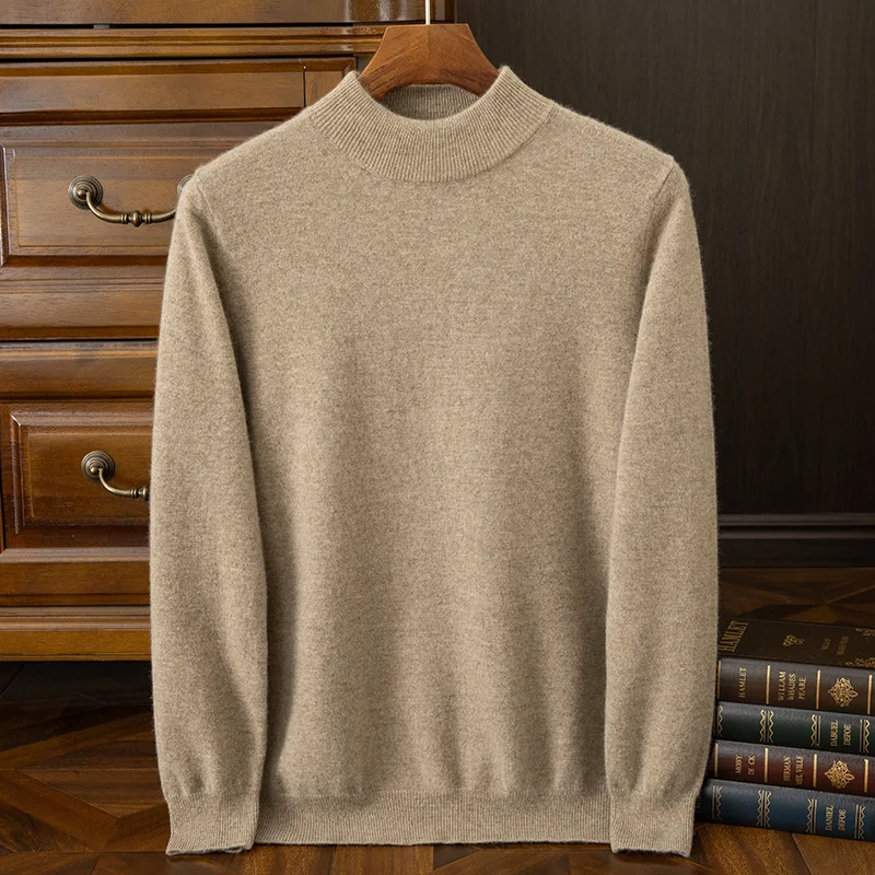 Autumn Winter Men's Cashmere Sweater Thick O-neck Wool Pullover Simple Style  100% Merino Wool Knitwear Knitting Comfy Sweater