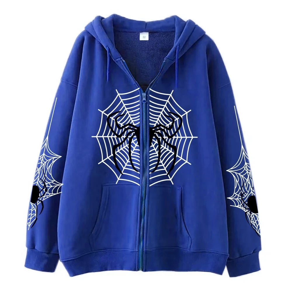 Druk 3D Spider Web Y2K zamek wysokiej jakości gotyckie Ins damskie bluzy i bluza luźne, ponadgabarytowe Harajuku HighStreet Streetwear