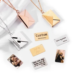 Personalized Custom Envelope Necklace with Message or Photo, Anniversary Birthday Gifts Present For Women and Men Dropshipping