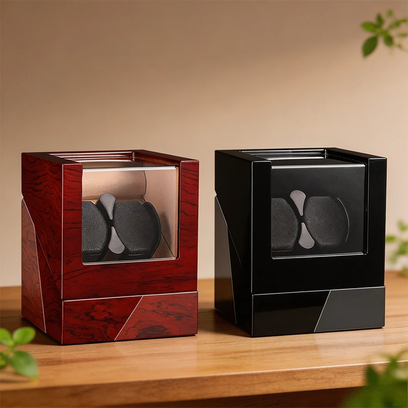 Luxury Wooden Watch Box Winder With Glass Storage Automatic Watch Case USB Cable With Battery Powered Shaker Dual Watch Position