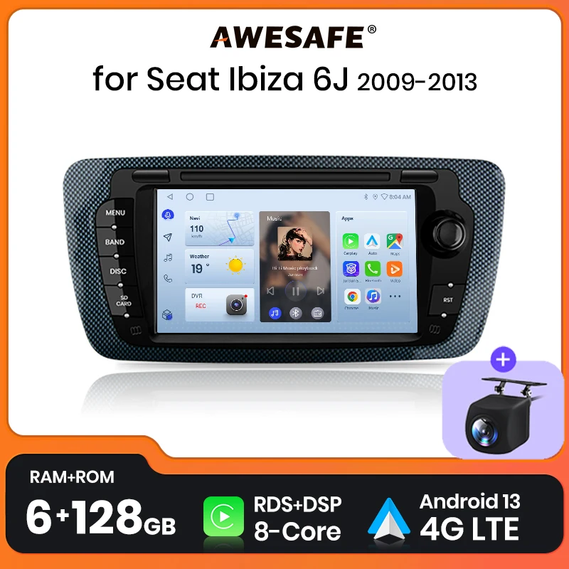 AWESAFE PX9 Plus Car Radio For Seat Ibiza 6J 2009 - 2013 wireless CarPlay Android Auto car intelligent systems No 2 din 2din DVD