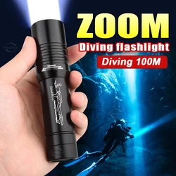 2024 White Light Led Diving Diver 100M Flashlight Xm-L T6 Led Torch Brightness Waterproof Underwater Lamp Torch 1000Lm Lantern