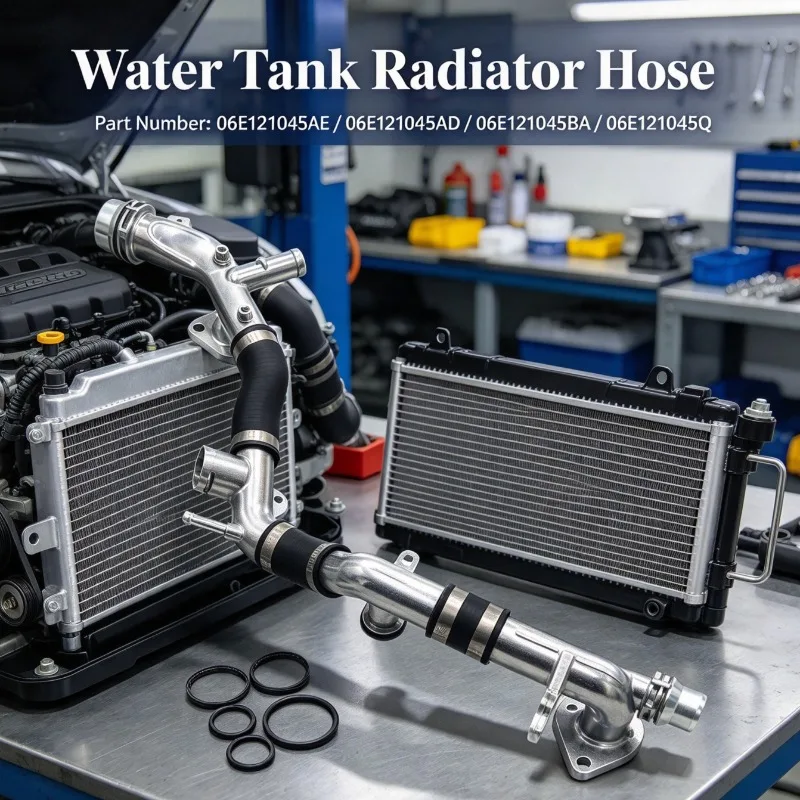 Improved Coolant Water Pipe Compatible with Audi, PN 06E121045AE 06E121045AD 06E121045BA 06E121045Q, Cooling Hose Replacement