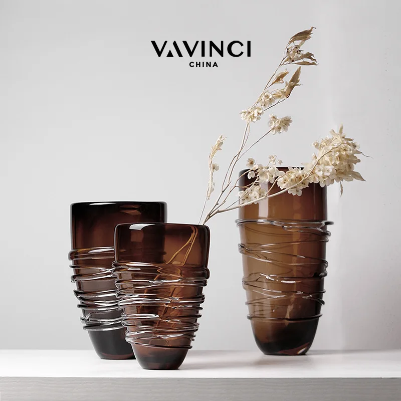 Modern light luxury glass hydroponic vase living room entrance dining table home flower arrangement designer art ornament decora