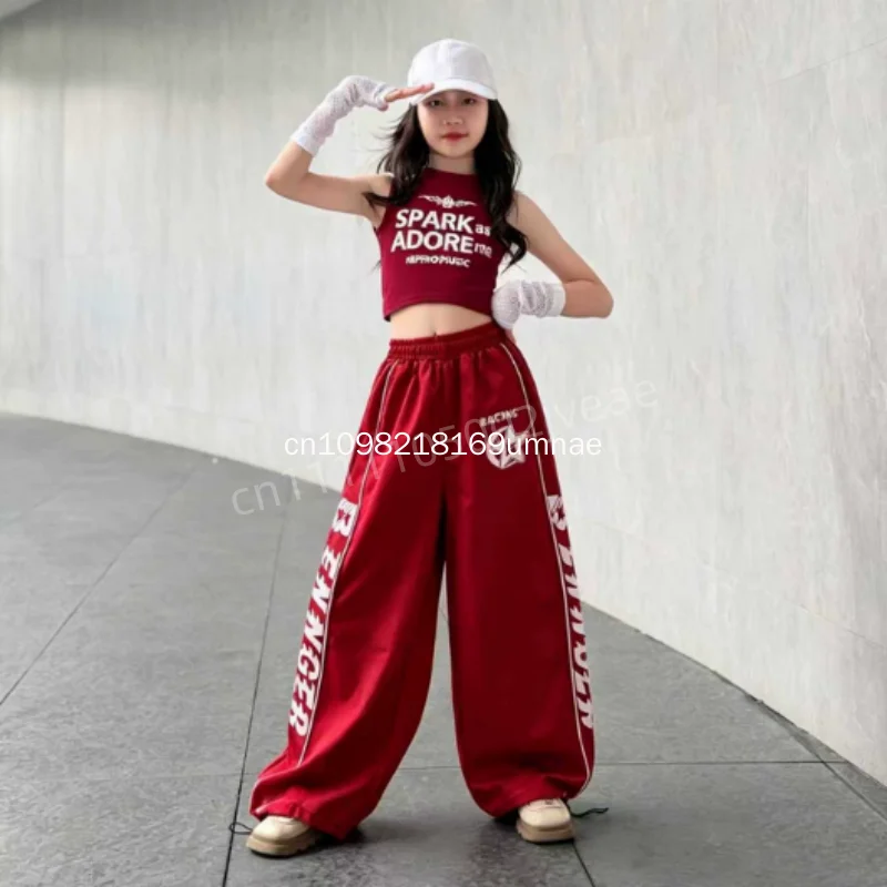 女の子-k-pop-クロップトップ-シャイニージョガーパンツ-子供ストリートウェア-ガールズグループコスチューム-キッズティーン-ヒップホップ-ジャズ-ストリートダンス服セット
