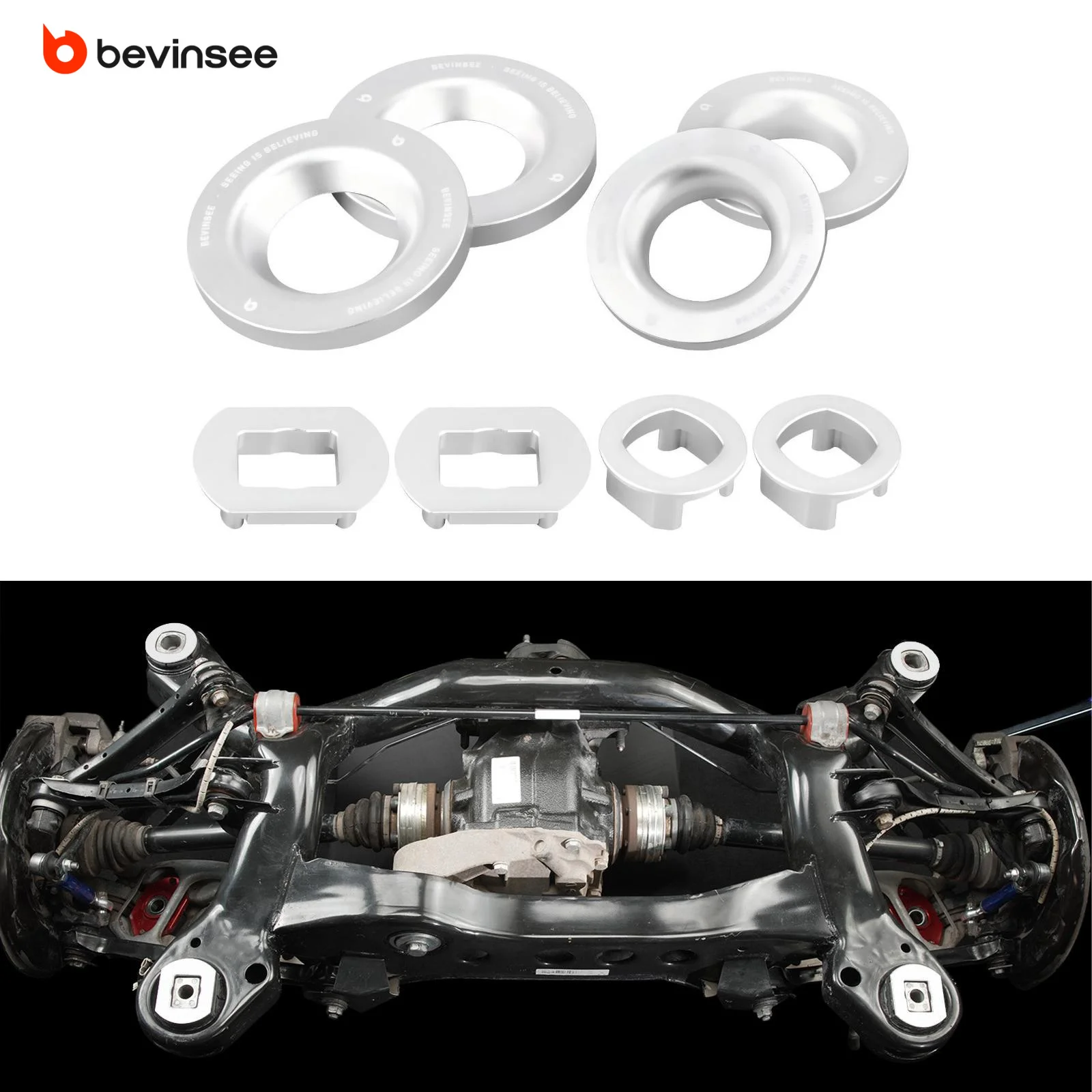BEVINSEE Rear Subframe Mount Insert Kit for BMW E90 E87 E91 E92 E93 E81 E82 E88, Improves Rear Stability Not for Diesel Vehicles