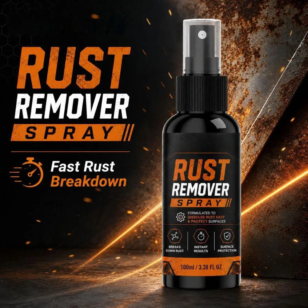 Car Rust Remover Liquid Spray Fast-Acting Long-Lasting Cleaner for Household For Auto Body Paint Oxidation Removal And Metal