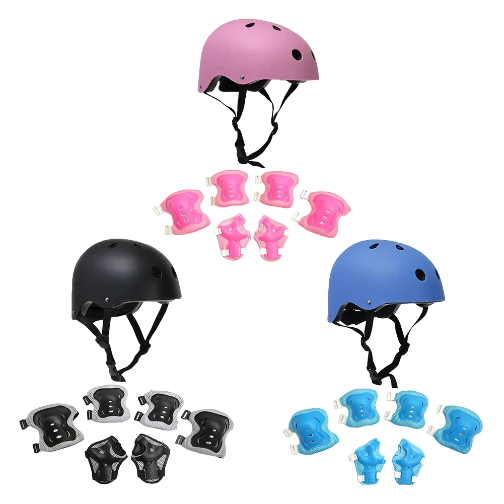 Children Protective Body Gear Safety Protection with Helmet Elbow Knee Pads Wrist Guard Shock-absorbing 7 in 1 for Outdoor Sport