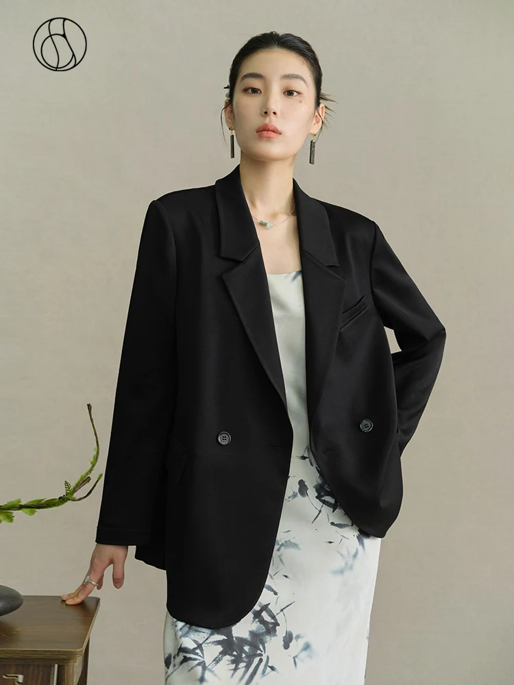 

DUSHU Commuter Black Label Series Acetate Suit Jacket for Women Autumn New Style Advanced Design Solid Color Blazers Suit Female