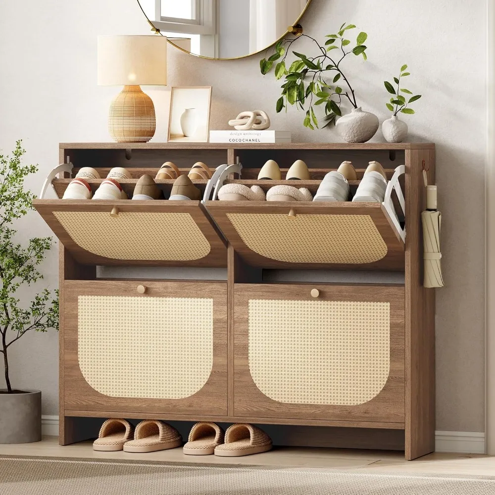 

Shoe Cabinet Storage for Entryway, Farmhouse Slim Shoe Organiz with Drawers, Large Shoe Rack with Adjustable Shelve for Hallway