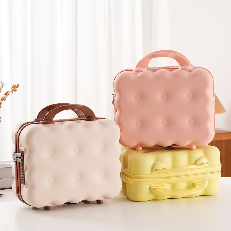 14-inch Nail Art Case, Trolley Luggage Carry-On Suitcase Macaron-Style Large-Capacity Lightweight Makeup Case