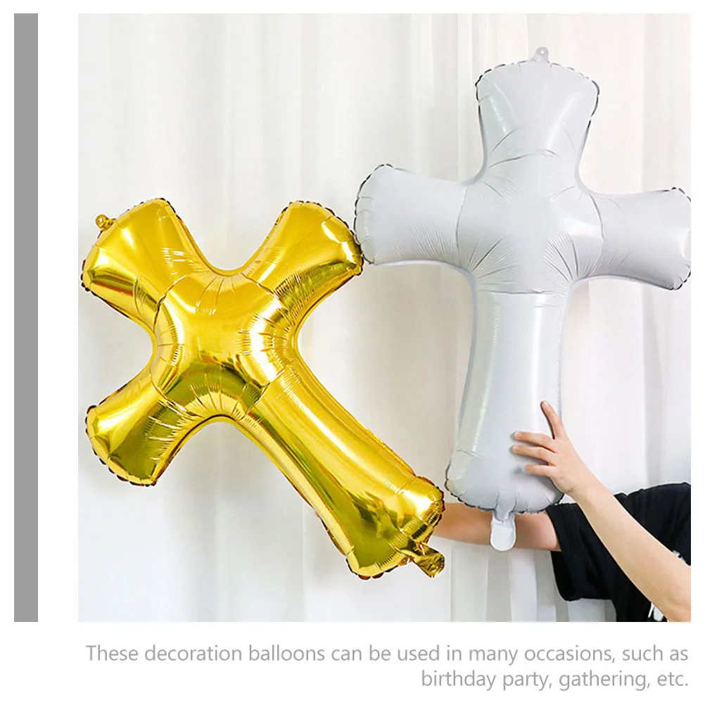 

2Pcs Cross Balloons Foil Party Decoration Baptism Christening Baby Shower Balloon Ornament Cross Balloon Party Balloons