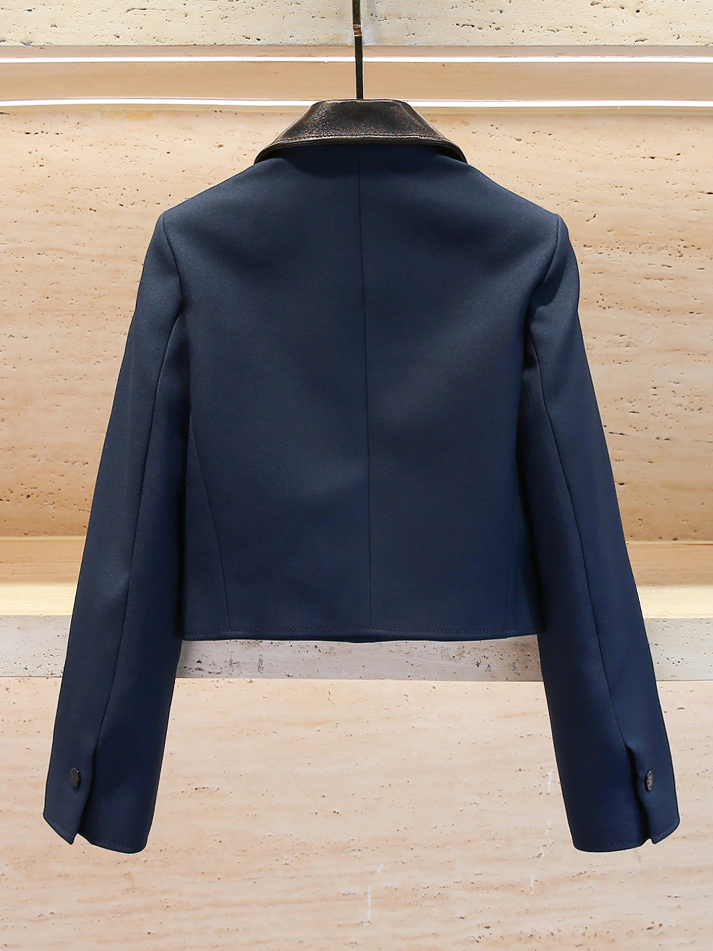 เสื้อแจ็คเก็ตหนังแท้ผู้หญิง ดีไซน์ต่อผ้า คอปก แบรนด์ S Home Nan You รุ่นใหม่ล่าสุดสำหรับฤดูใบไม้ร่วง สไตล์ลำลอง เรียบหรู ทรงตรง