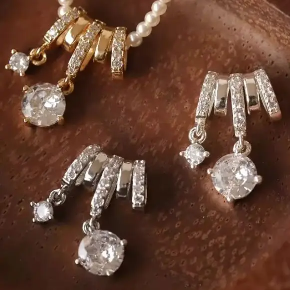 

2 шт., 21x14 мм, медное кольцо из настоящего золота с круглым цирконом в стиле Ins, подвеска с двойной звездой, аксессуар ручной работы «сделай сам»