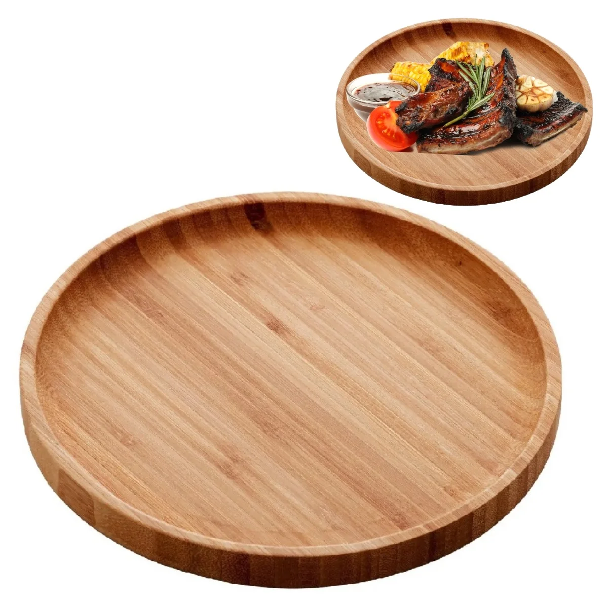 Round Bamboo Tray Petisqueira Serve Decorate