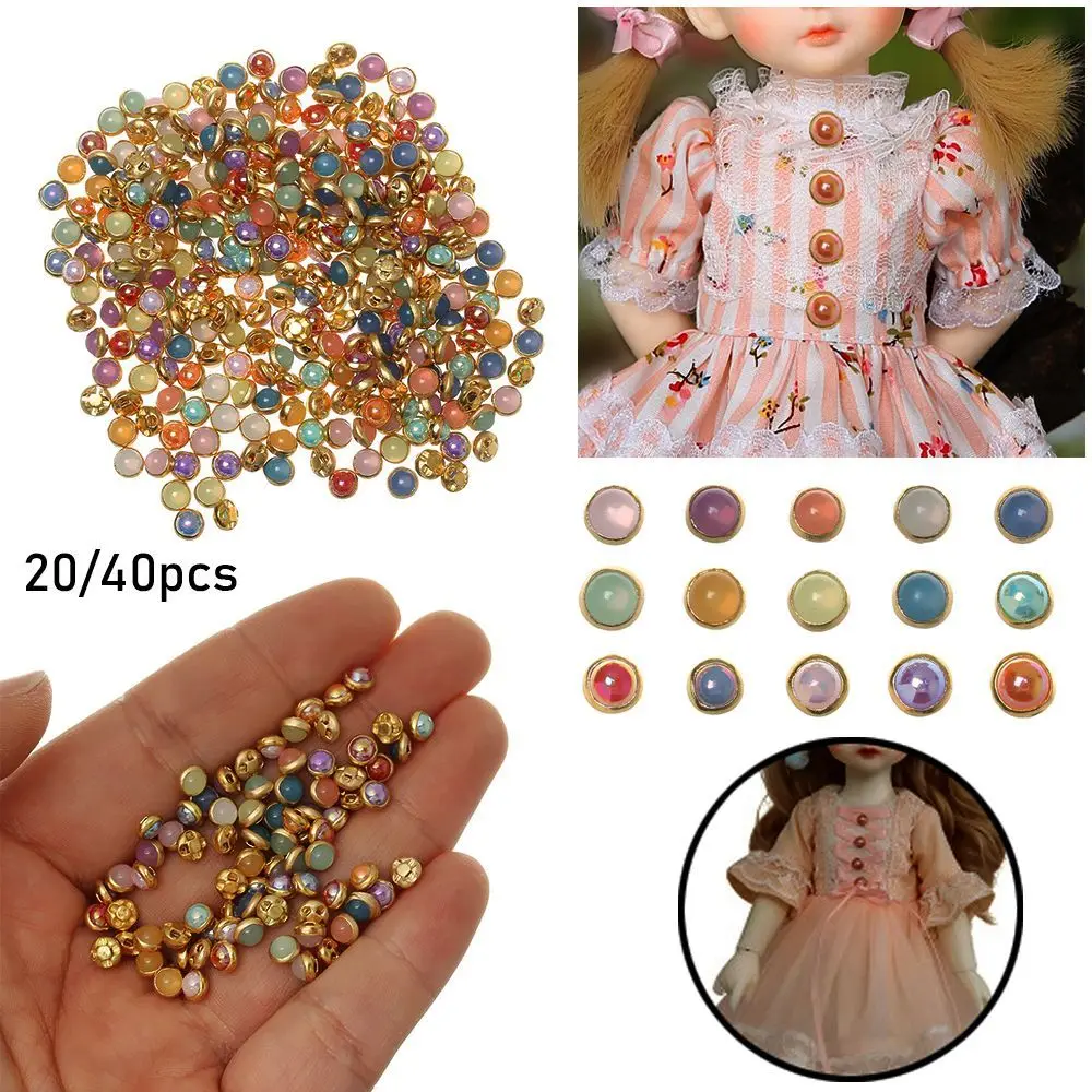 20/40 Pcs 4mm Mini Doll Buttons Ultra-small Pearl Buckle Belt Buckle Doll Shoes Buckle DIY Doll Clothing Buckles Accessories