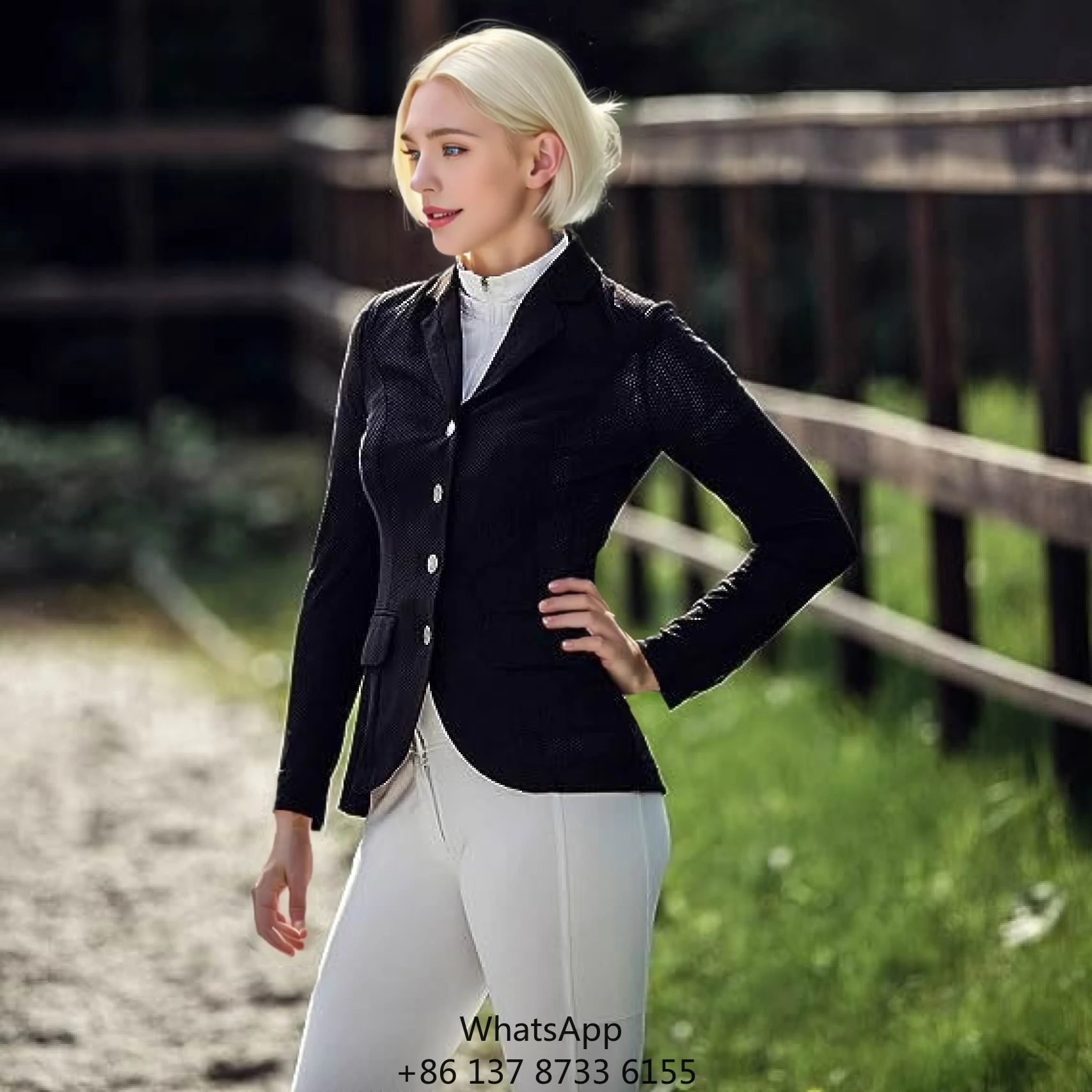 

Женская высокопроизводительная куртка из полиэстеровой сетки и бриджи из спандекса для конного спорта и соревнований