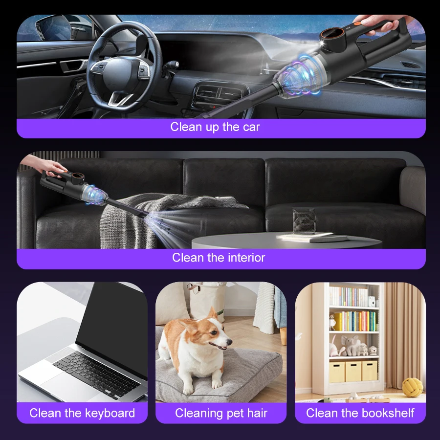 New Car Vacuum Cleaner Portable Super Powerful Small Handheld Wireless Strong Suction Electric Vacuum Dust Collector