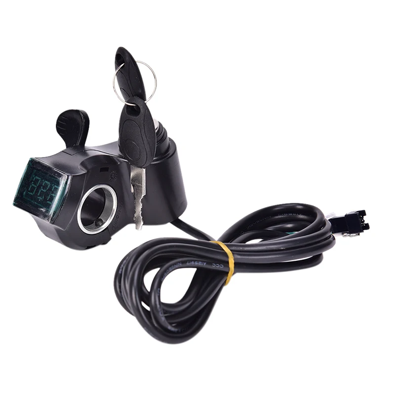 Bike Handlebar Grips with Power Switch LCD Display Finger Thumb Throttle