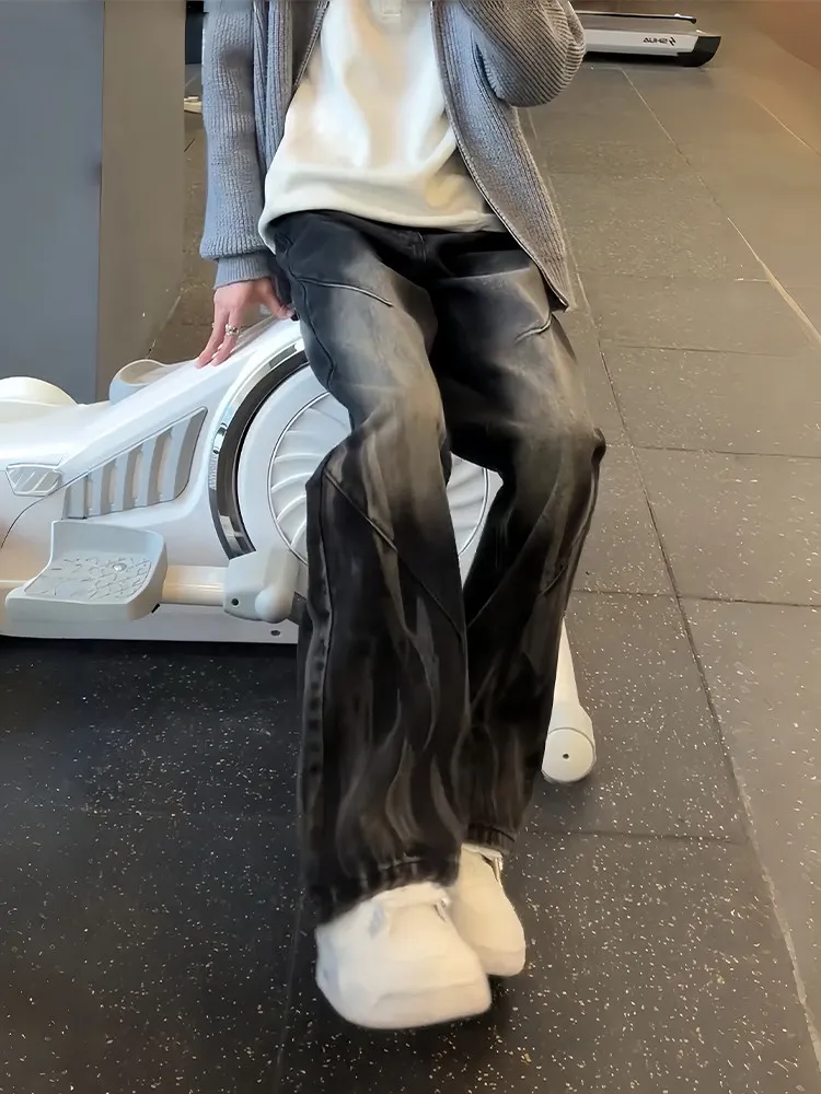 

Bla American High Street Tie Dye Micro Flared Jeans Men's Cleanfit Design Sensation Pants Slim Straight Long Trousers