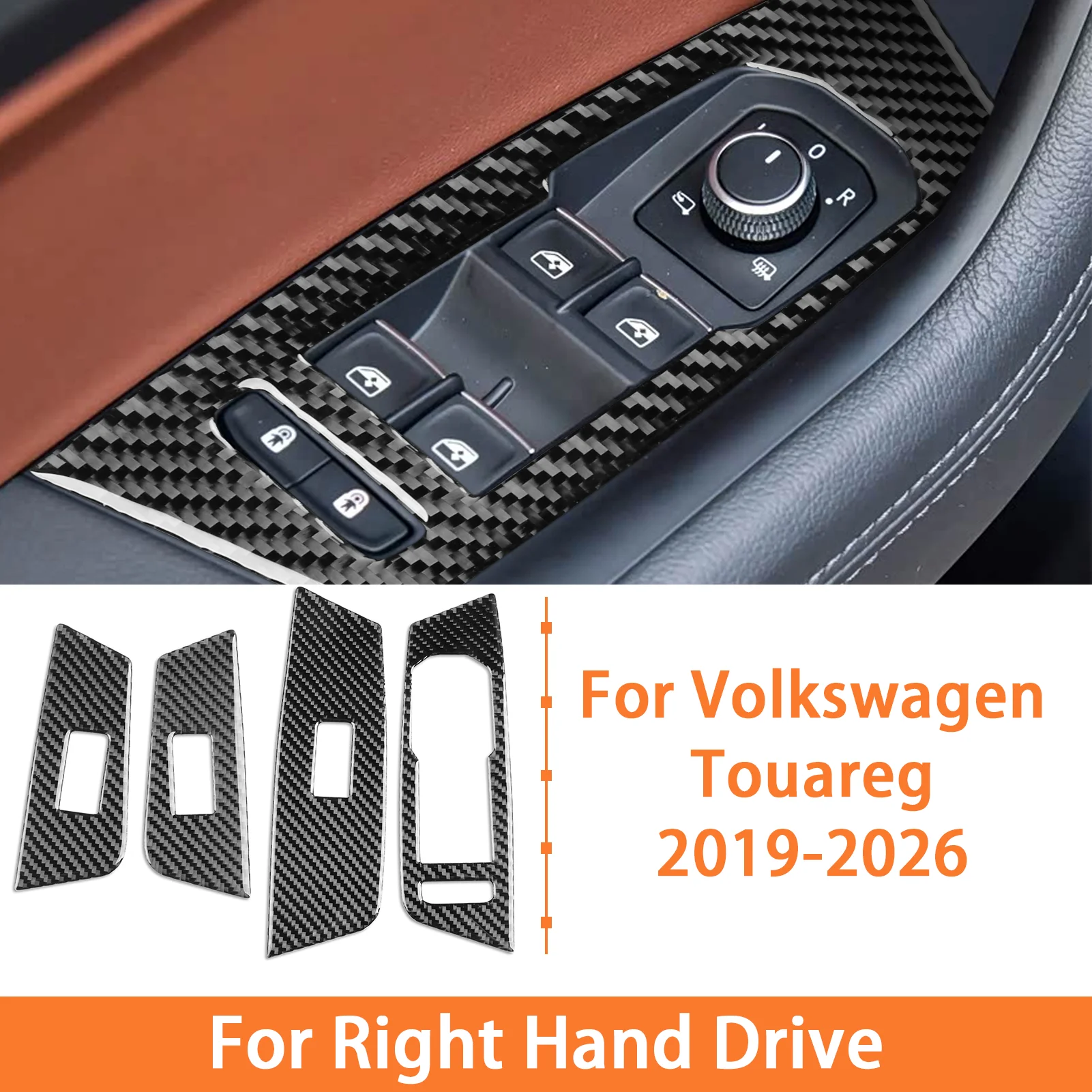 Voor Volkswagen Touareg 2019-2026 Carbon Fiber Interieur Accessoire Stickers Dashboard Ventilatieopeningen Center Console Versnellingspookpaneel