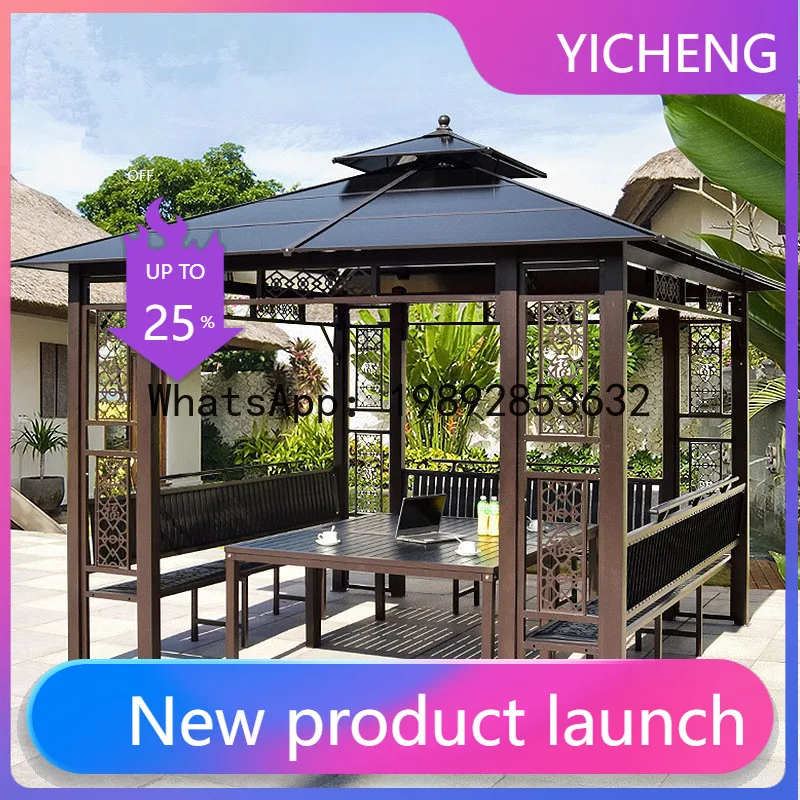 

Yy outdoor pavilion villa courtyard aluminum alloy garden sunshade outdoor new chinoiserie leisure pavilion