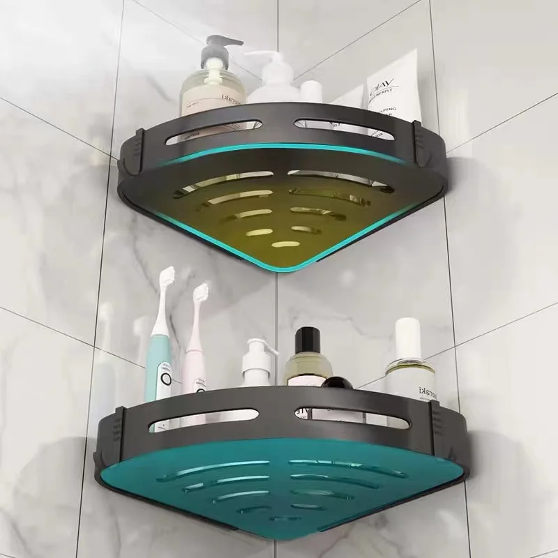 Hole Free Space Aluminum Toilet Storage Rack Toilet Tripod Bathroom Storage Rack Wall Hanging Toilet Corner Rack