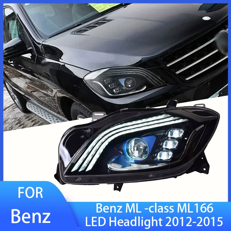 

Pop Pop 2 PCS Head Lamp For Benz ML -class ML166 LED Headlight 2012-2015 Headlights DRL Turn Signal High Beam Angel Eye Projecto