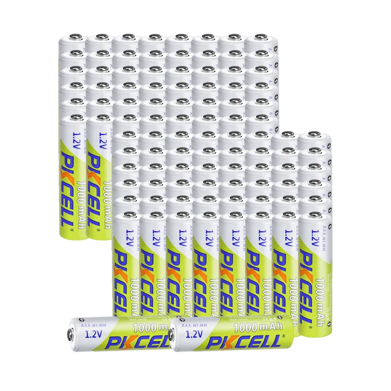 

PKCELL 100PCS Ni-MH 1.2V AAA Rechargeable Battery 1000mAh Bateria Baterias with battery boxes for Camera Flashlight Toy