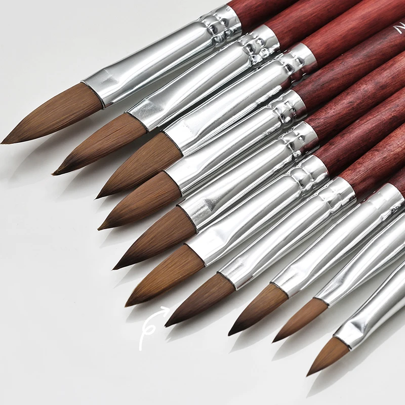 Nail Art Pinsel Holzgriff Nail Art Nerz Pinsel Gel Builder Nagel Werkzeuge Maniküre Pinsel Zeichenwerkzeuge Nagel Salon Größe 4-22