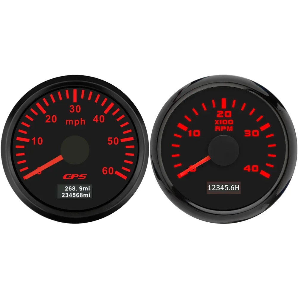 Universal 52mm GPS Speedometer 0-60MPH 0-80mph 120MPH + 3000RPM 6000RPM 0-7000RPM Tachometer with Backlight 12V 24V