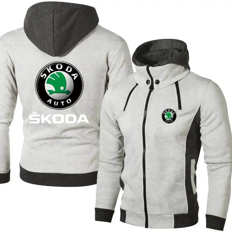 

2023 New Spring Autumn Men's Hoodies Outdoor Skoda Logo Casual Male Jackets Warm High Quality Harajuku Sweatshirts