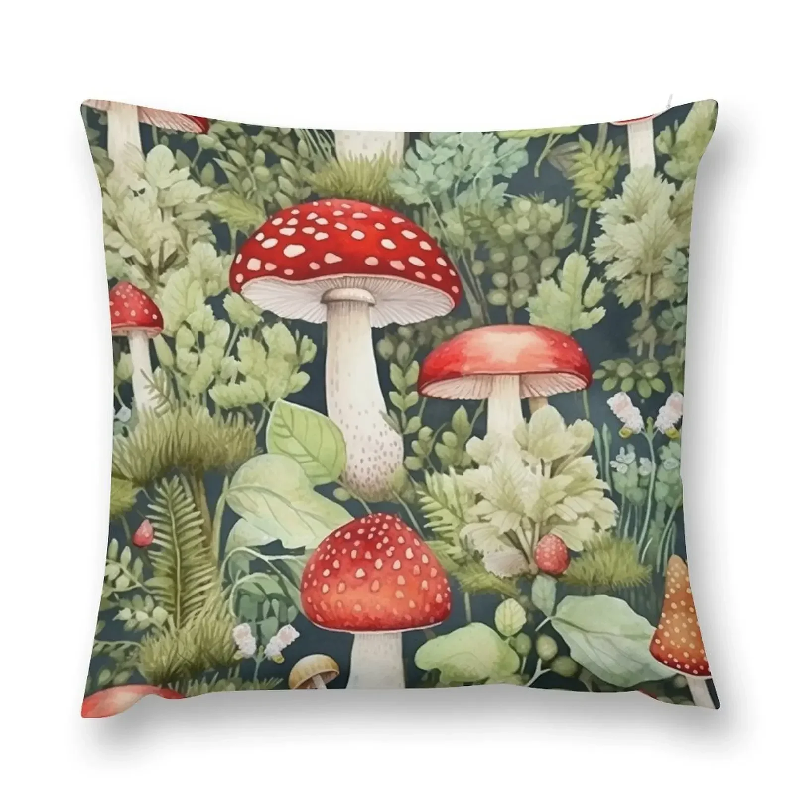 Enchanting Fungi: A Simple Watercolor Seamless Pattern of Mushrooms Throw Pillow Sofas Covers Rectangular Cushion Cover pillow