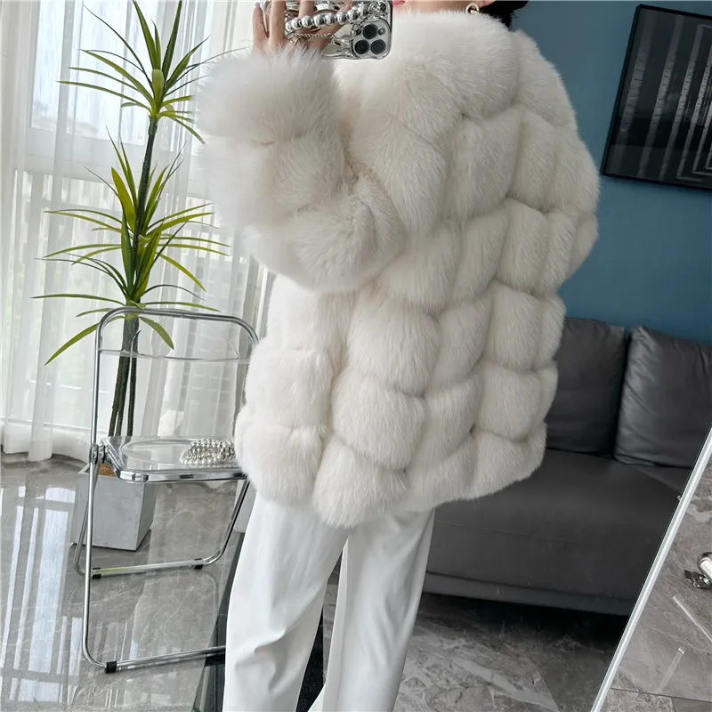نمط جديد 2025 معاطف الفرو الحقيقي النساء الطبيعية سترات من الفرو الحقيقي الشتاء ملابس خارجية النساء معطف فرو الثعلب ملابس فرو عالية الجودة