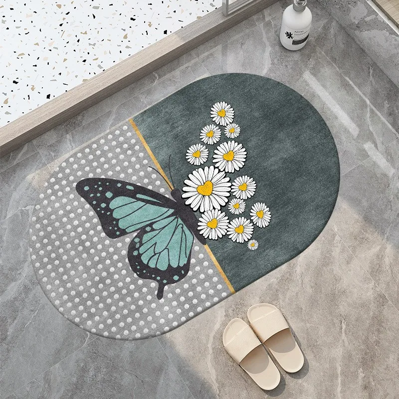 Absorbent Bath Mat Creative Butterfly Carpet Non-slip Bathroom Rug Bathtub Side Floor Rug Shower Room Doormat Toilet Footpad mat