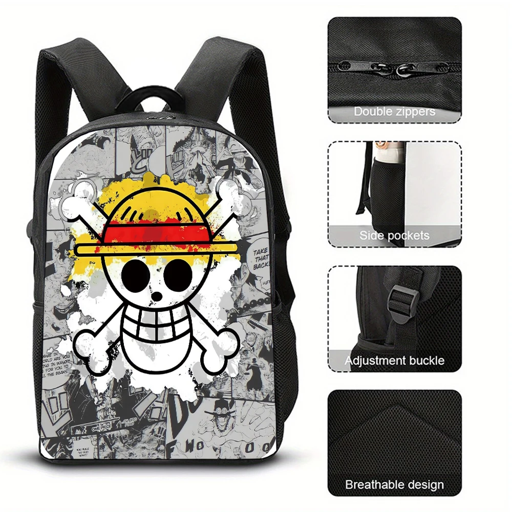 One Piece Backpack Student Luffy Zoro Luffy Anime Figure Schoolbag Waterproof Large Capacity Lightweight Rucksack Bookbag Gift