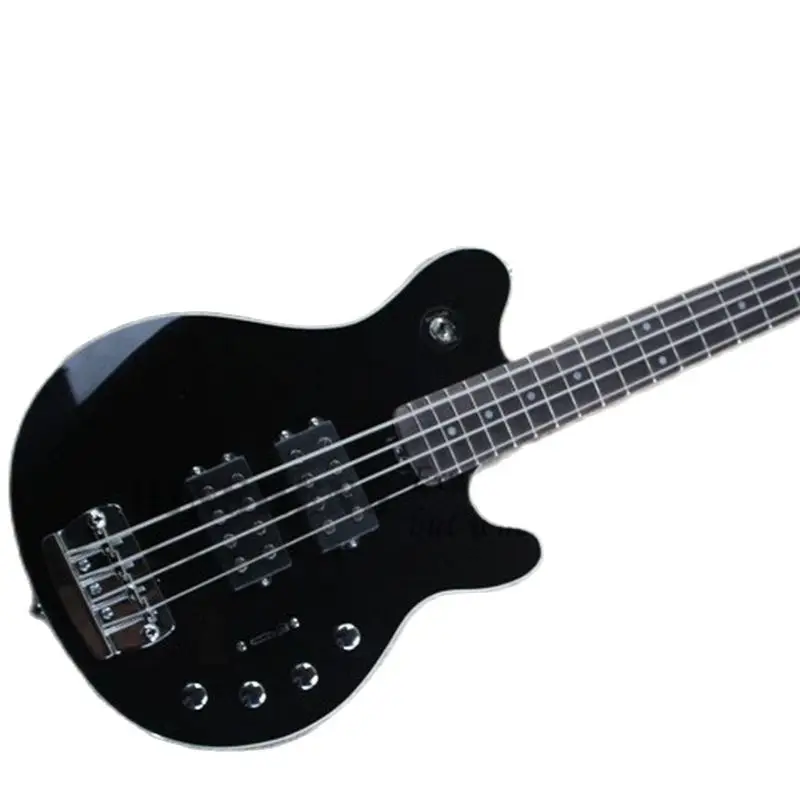 4 Strings Bass Guitar Ra Bass Black Basswood Body  White Binding Active Battery Chrome Bridge