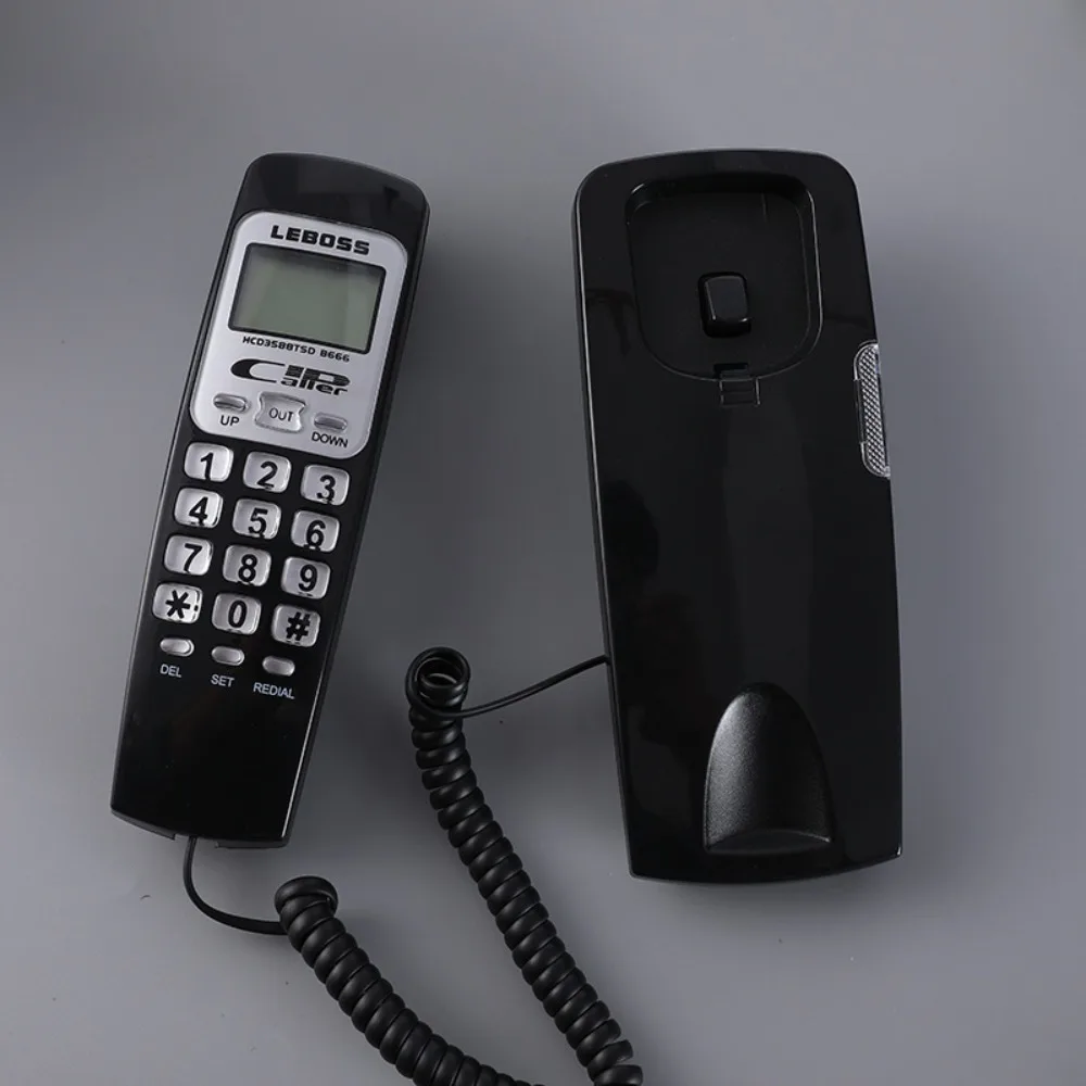 Caller ID Wall Mounted Corded Telephone Desktop Landline Wired Telephone Compact Handset Phone Hotel Home Office